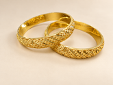 Traditional Textured Gold-Tone Bangle Pair – Elegant 2-Piece Set