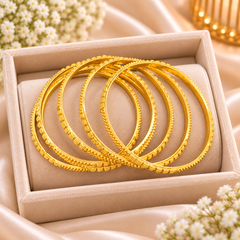 Nooré Classic Textured Golden Bangles – Set of 6
